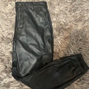 Leather pants with cuff at the bottom making it extremely stylish!